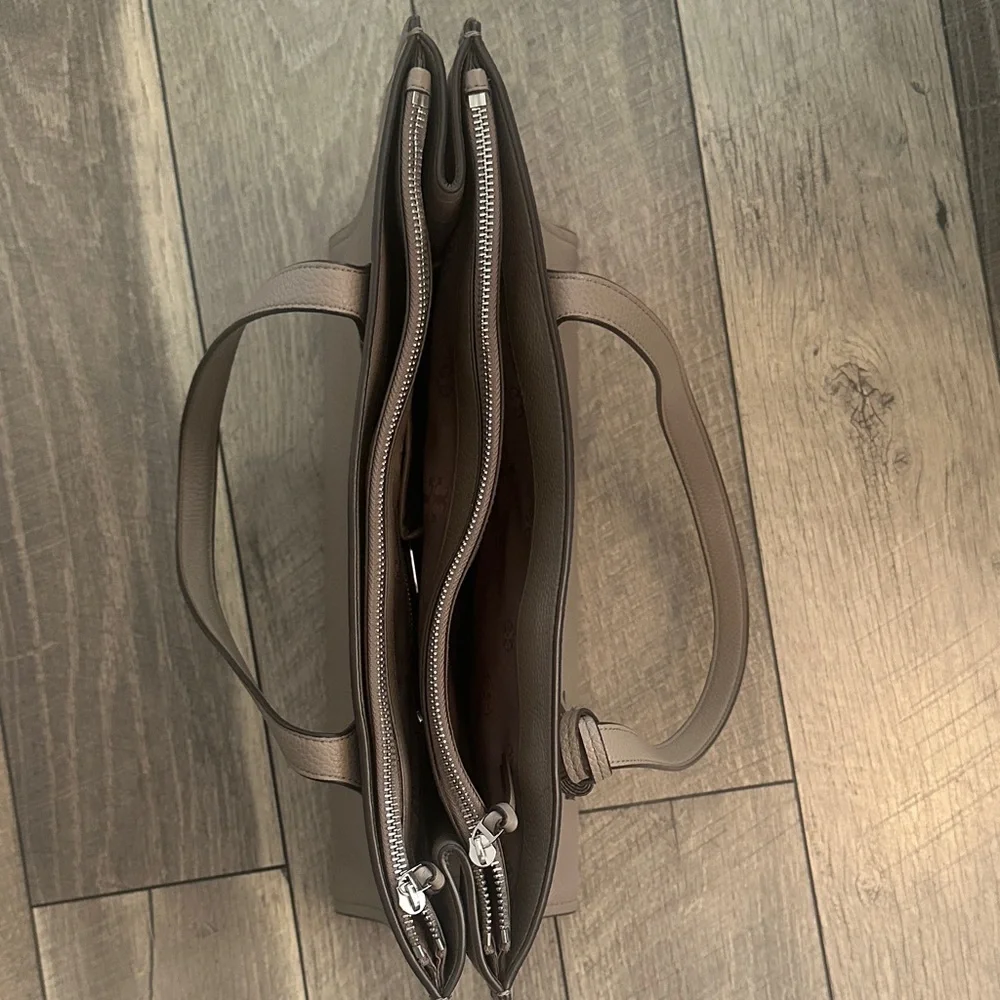 Tory Burch Gray Leather Tote - Picture 3 of 9